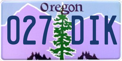 OR license plate 027DIK