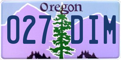 OR license plate 027DIM