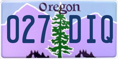 OR license plate 027DIQ