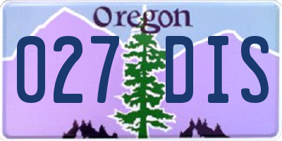 OR license plate 027DIS