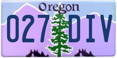 OR license plate 027DIV