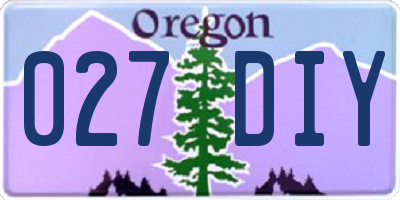 OR license plate 027DIY