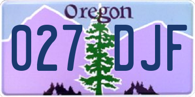 OR license plate 027DJF