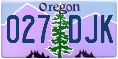 OR license plate 027DJK