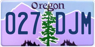 OR license plate 027DJM