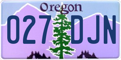 OR license plate 027DJN