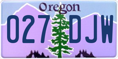 OR license plate 027DJW