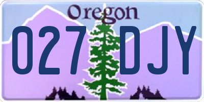OR license plate 027DJY