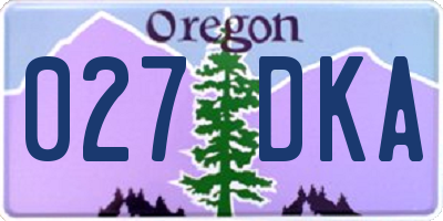 OR license plate 027DKA