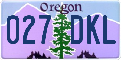 OR license plate 027DKL