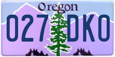 OR license plate 027DKO