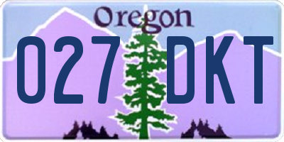 OR license plate 027DKT