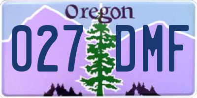 OR license plate 027DMF