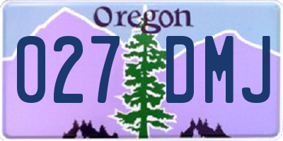 OR license plate 027DMJ
