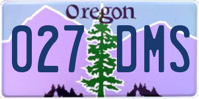 OR license plate 027DMS