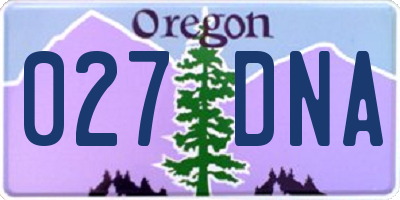 OR license plate 027DNA