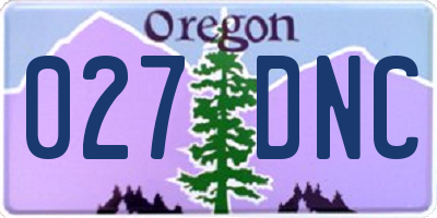OR license plate 027DNC