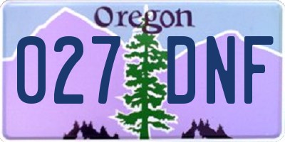 OR license plate 027DNF