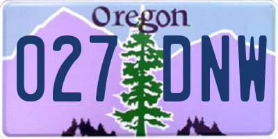 OR license plate 027DNW