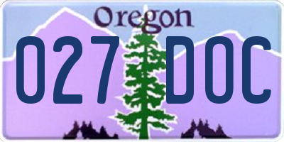 OR license plate 027DOC
