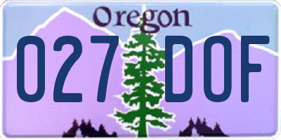 OR license plate 027DOF