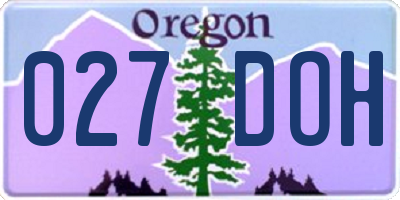 OR license plate 027DOH