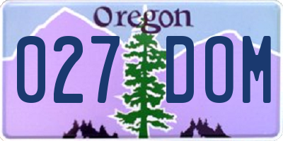 OR license plate 027DOM