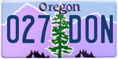 OR license plate 027DON