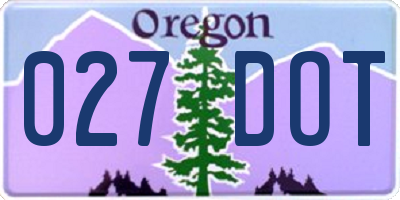 OR license plate 027DOT
