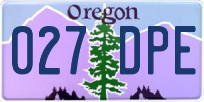 OR license plate 027DPE