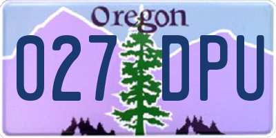 OR license plate 027DPU