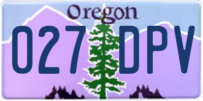 OR license plate 027DPV