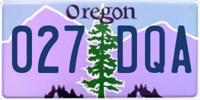 OR license plate 027DQA