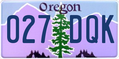 OR license plate 027DQK