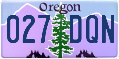 OR license plate 027DQN