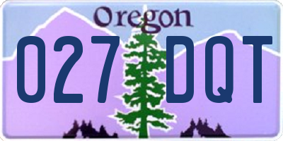 OR license plate 027DQT