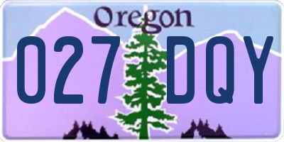 OR license plate 027DQY