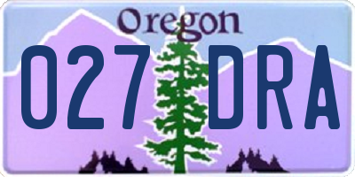 OR license plate 027DRA