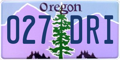 OR license plate 027DRI