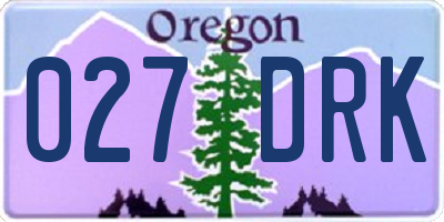 OR license plate 027DRK