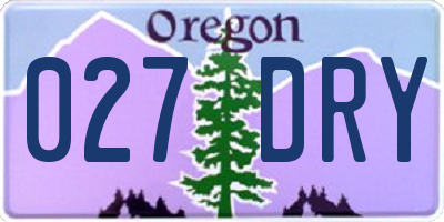 OR license plate 027DRY