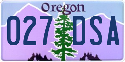 OR license plate 027DSA