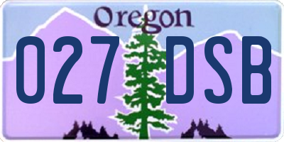 OR license plate 027DSB