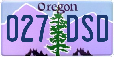 OR license plate 027DSD