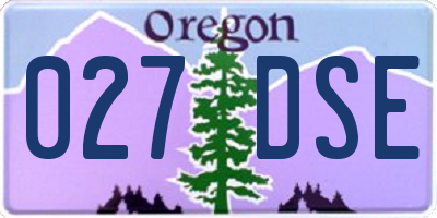 OR license plate 027DSE