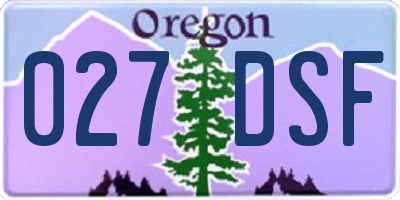 OR license plate 027DSF