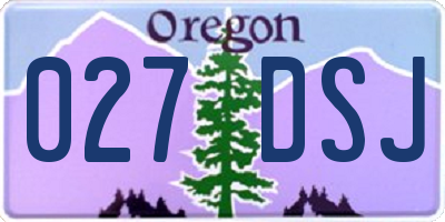 OR license plate 027DSJ