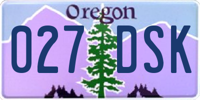 OR license plate 027DSK