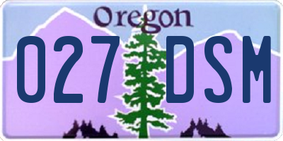 OR license plate 027DSM
