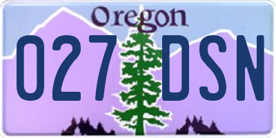 OR license plate 027DSN